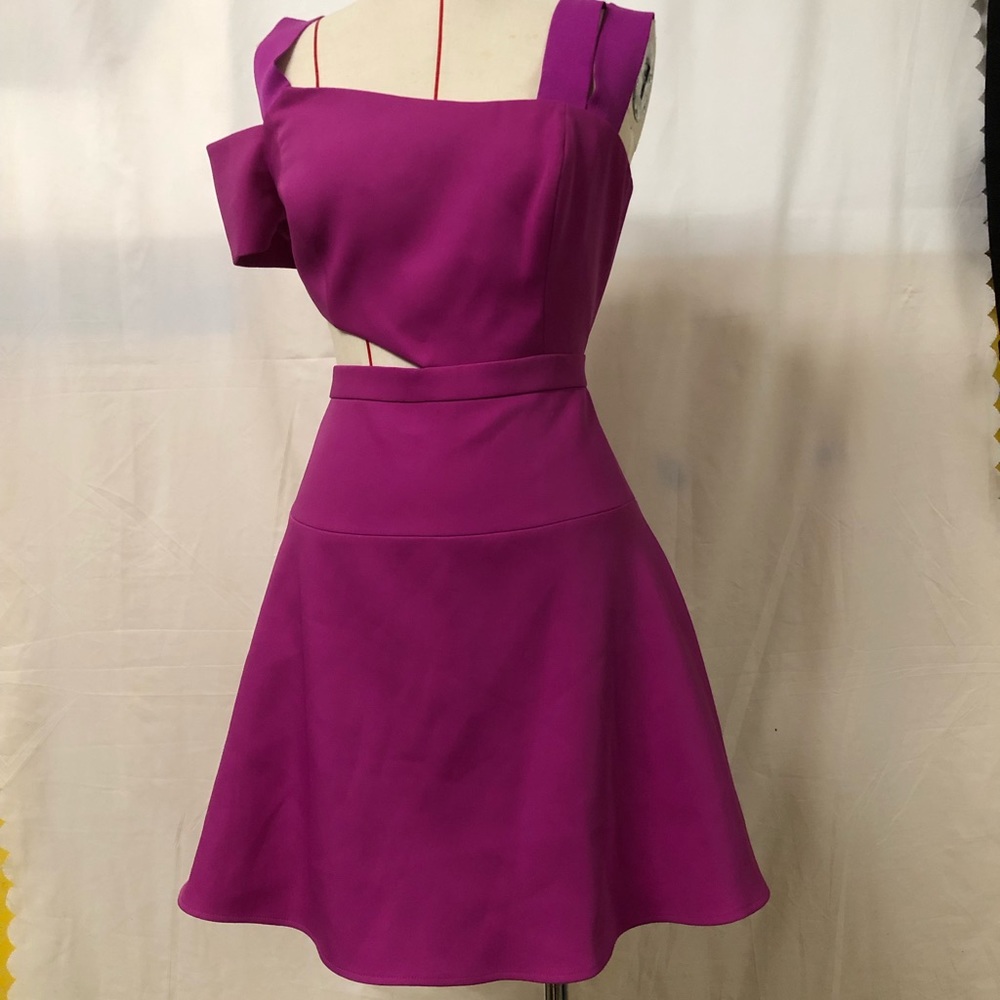 BCBGMaxazria “Kiki” Asymmetrical Cocktail Dress- Size 10 Magenta